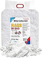 Vista 10 de Trapos de limpieza de camisetas blancas de primera calidad (caja de 10 libras), trapos de algodón blanco para limpieza, manchas, pintura, aceite