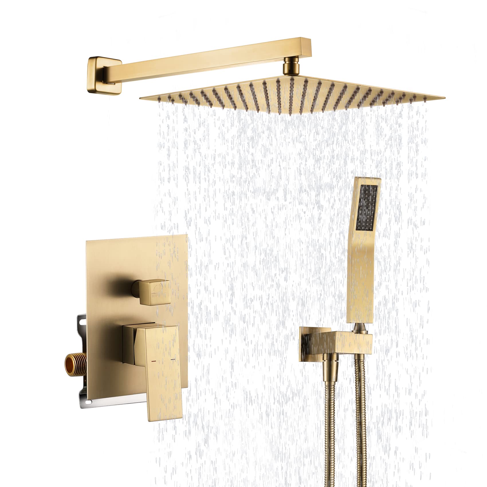 Buy KRUZOO Brushed Gold Shower System, Bathroom 12 Inches Waterfall