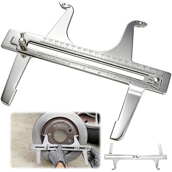 Tlence Steel Brake Resetting Gauge, Drum Brake Measuring Tool, Heavy Duty Dual Scale Caliper for Adjusting Brake Shoes, Lining and Rotors, Automotive Brake Tool