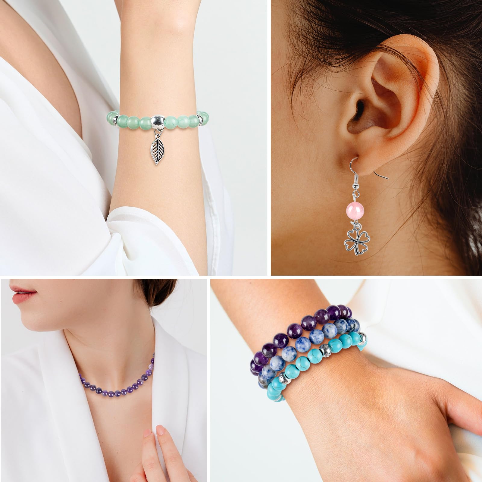 ARTESTAR 8mm Perline Braccialetti Kit,Perle Gioielli Naturali per Braccialetti Collane,Kit Braccialetti Fai da Te Creativo Adulti Bambini