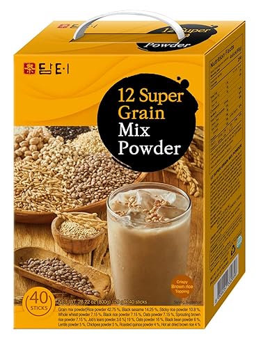 Miniatura 5 de Damtuh Coreano 12 Super Mezclado Grano Polvo Comida Reemplazo Shake Desayuno Simple Meal Superfoods Misugaru 0.71oz x 40 Varillas
