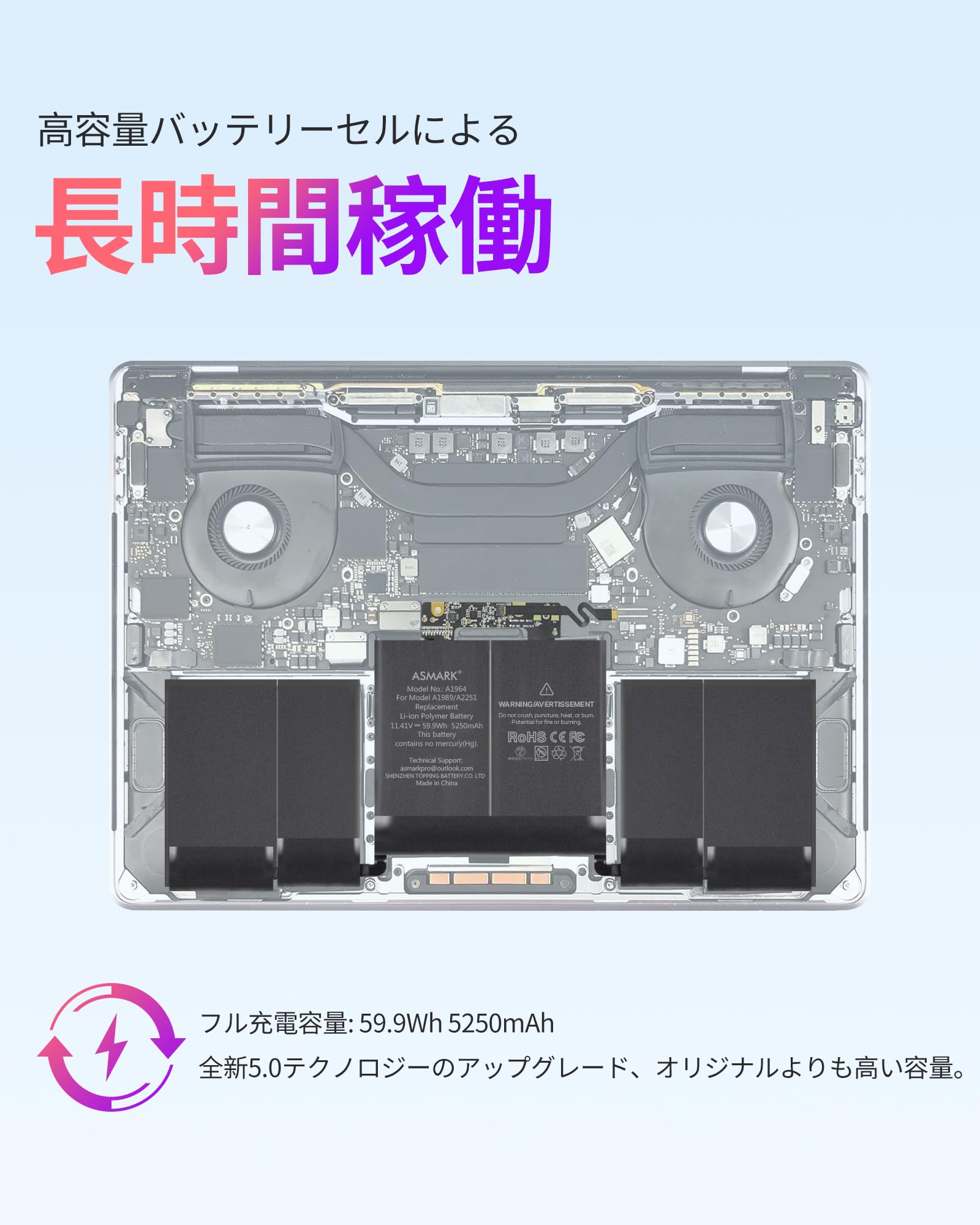 MacBook Pro 2018 A1989 i7 13㌅ バッテリー良好 Amazon.co.jp: ASMARK Macbook Pro A1989 バッテリー 交換 適用 13