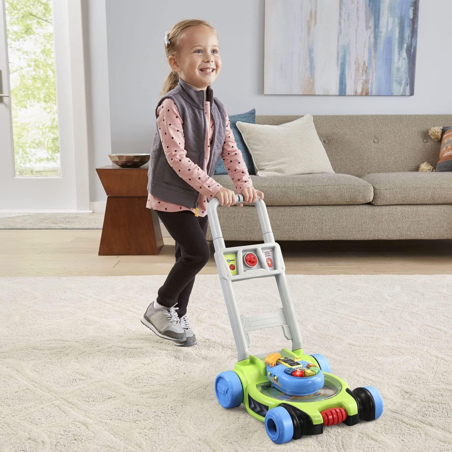 VTech Tondeuse Pop & Spin | Jouet d'apprentissage pour Tondeuse à Gazon avec Son et Musique | Convient pour garçons et Filles de 2, 3, 4, 5 Ans
