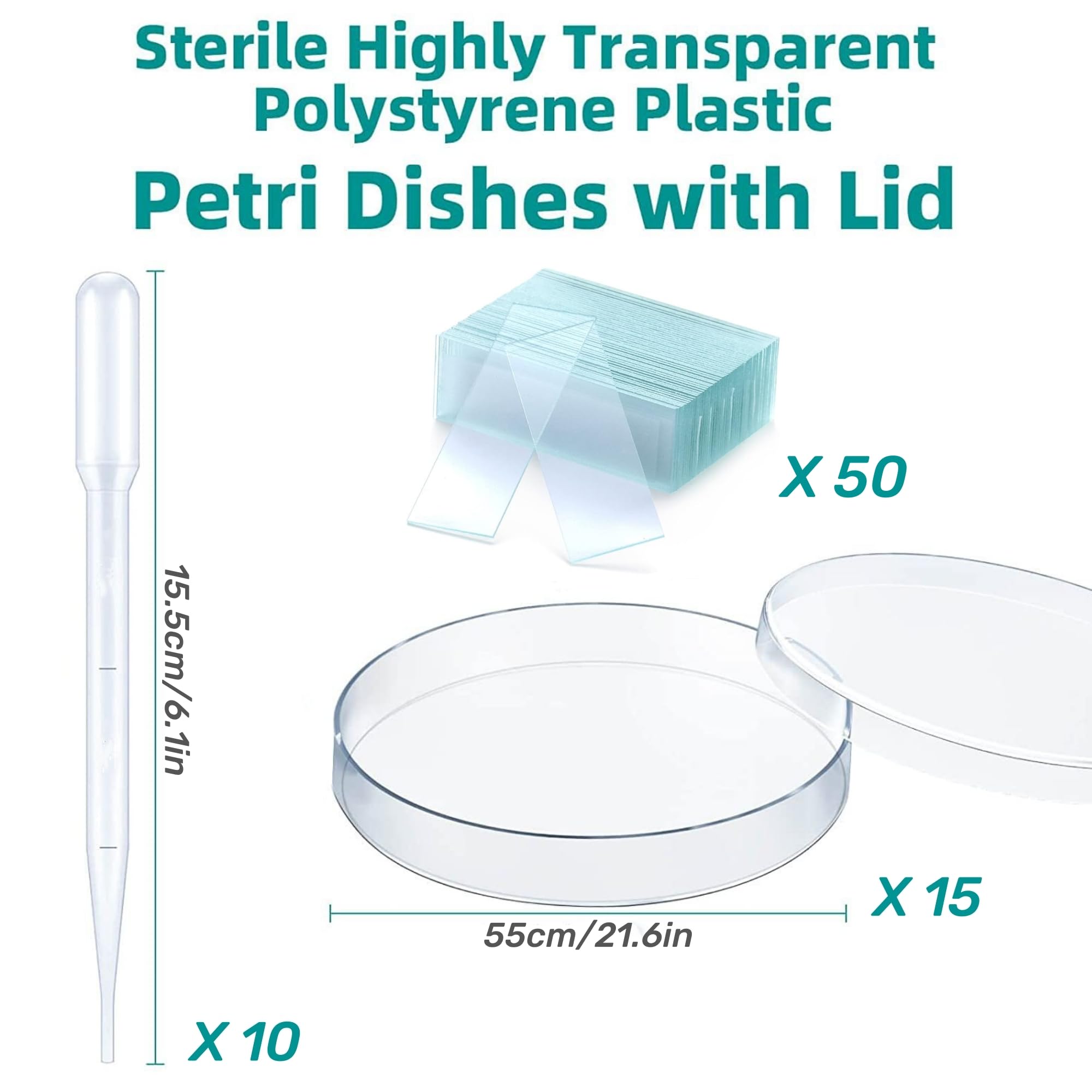 Produktbild von Lawei Petrischalen 90mm - 50 Stück Sterile Kulturschalen Mit Deckel & Pipetten Für Labor & Schule