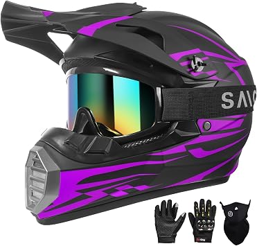 CUTEY Kids Dirt Bike Helmet, DOT Approved Full Face Motocross ATV Set