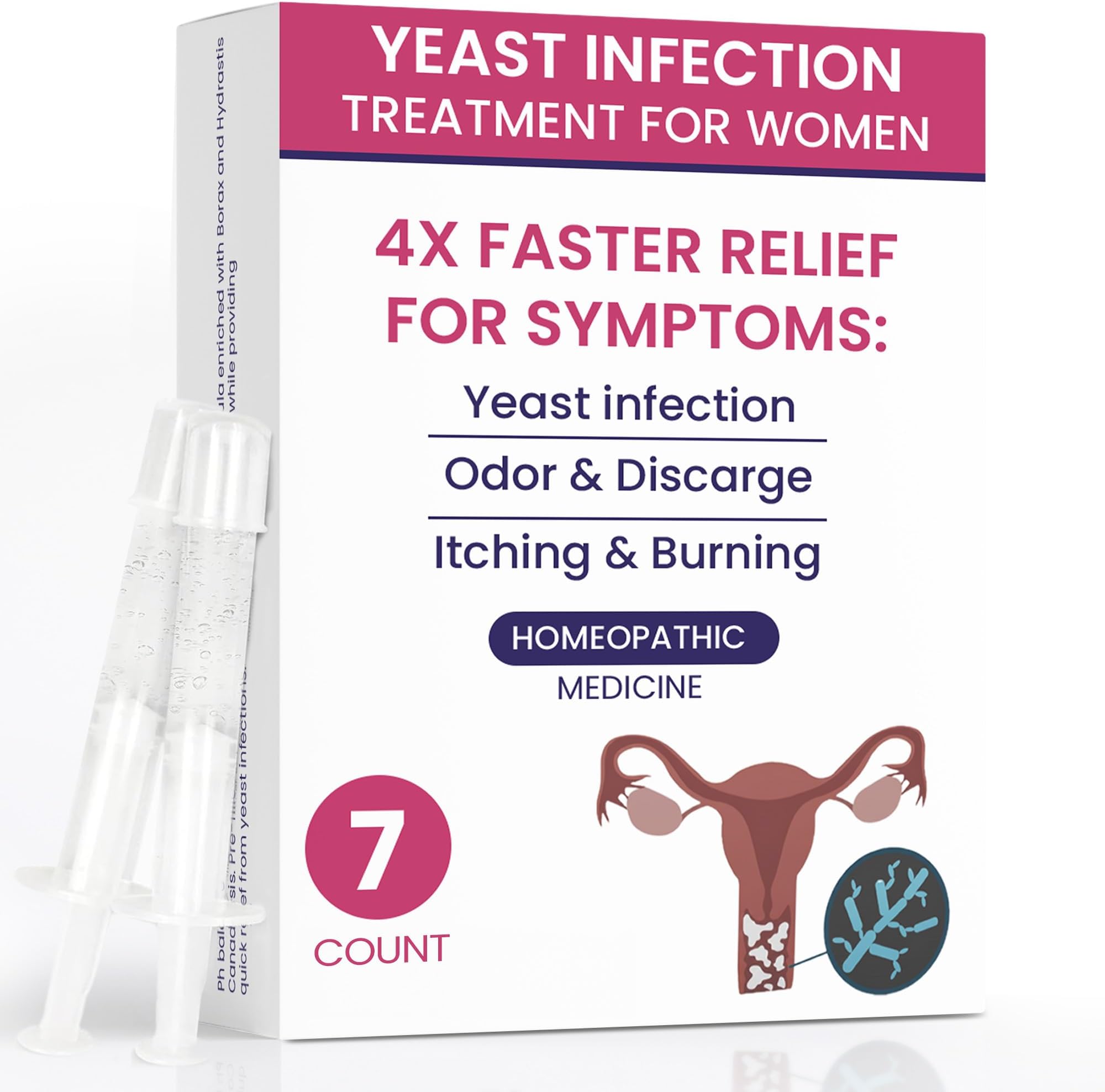 Yeast Infection Treatment for Women | 7 Pre-Filled Applicators w/Borax | Antifungal Ointment Helps Relieve Itching & Irritation | Vaginal Aid for Inflammation, Dryness & Watery Discharge