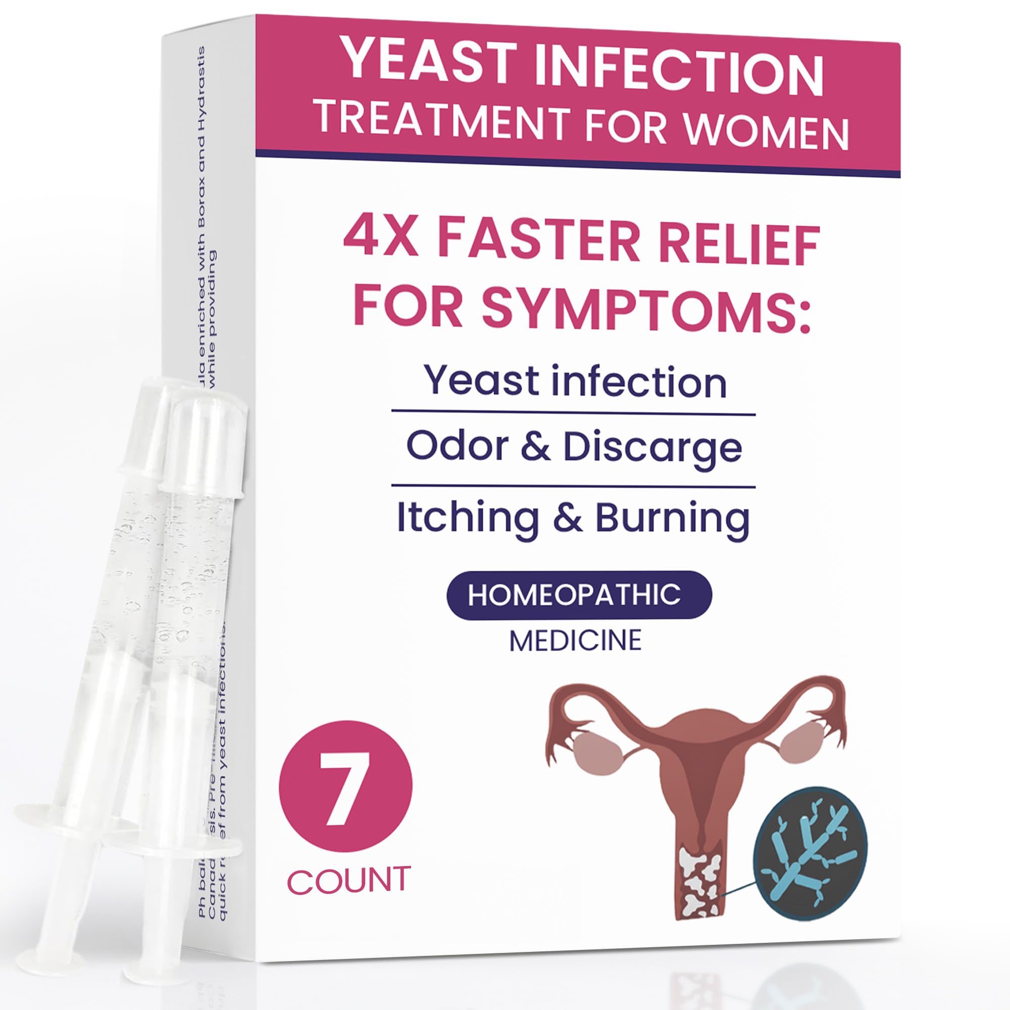 Yeast Infection Treatment for Women | 7 Pre-Filled Applicators w/Borax | Antifungal Ointment Helps Relieve Itching & Irritation | Vaginal Aid for Inflammation, Dryness & Watery Discharge