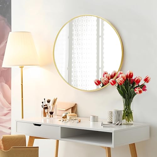 Miniatura 7 de Fabuday Gold Circle Mirror for Bathroom - 24 Inch Golden Framed Round Mirror for Wall Decor, Living Room, Bedroom, Entryway Circular Mirror
