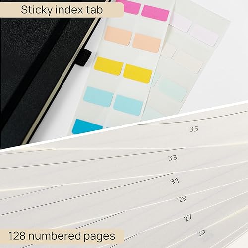 Miniatura 5 de POPRUN Cuaderno rayado para mujeres y hombres, tamaño mediano A5 de 5.25 x 8 pulgadas, papel grueso de 120 GSM, 128 páginas numéricas, tapa dura,