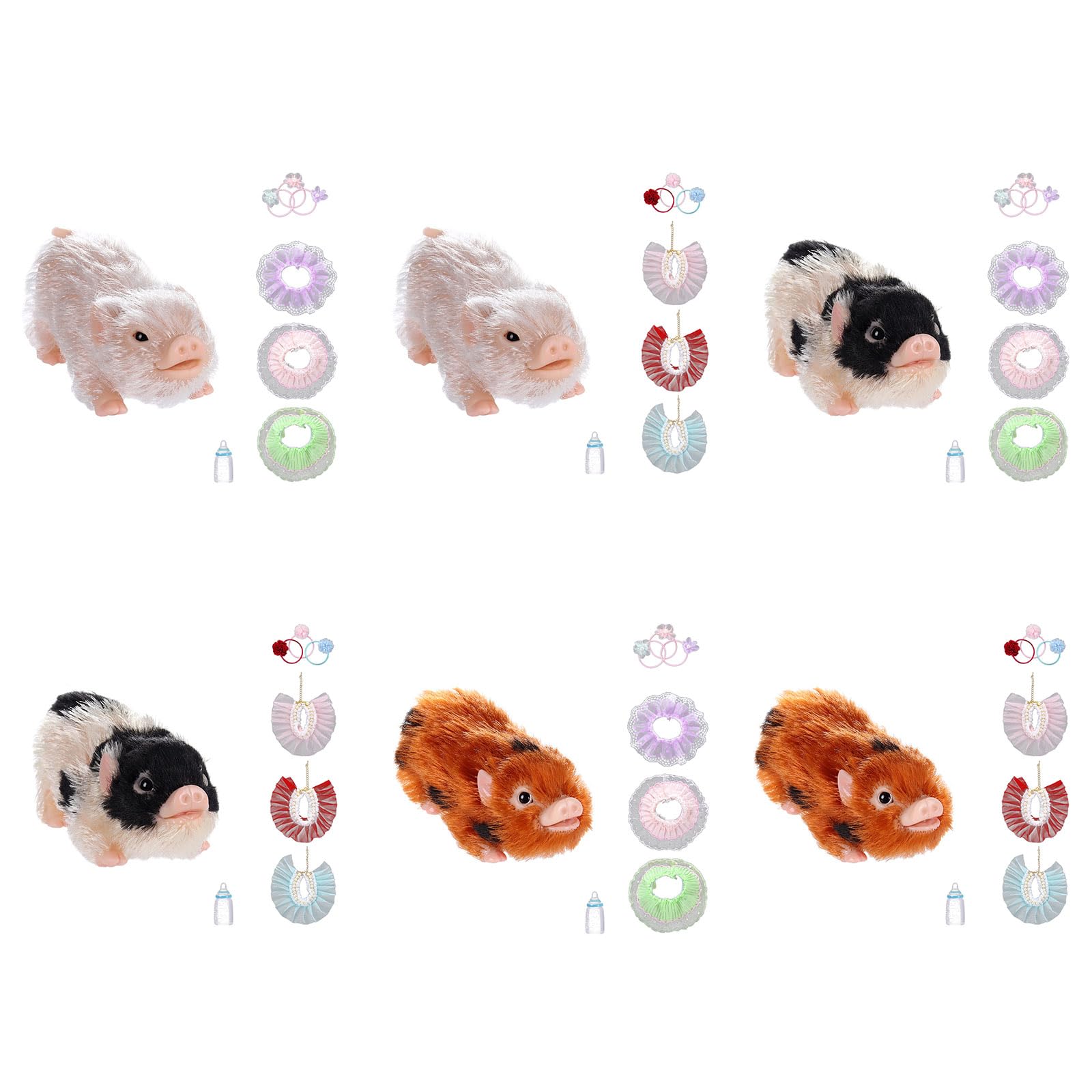 Interaktives Piggy Squeeze Tierfigur Reborns Spielzeug mit Spitzenkleid Rollenspiel für Vorschulkinder Geschichtenerzählaktivität Kleinkind Lernspielzeug