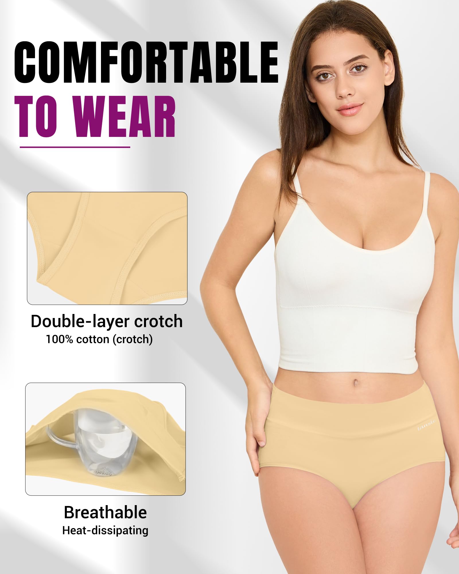 TANSTC Mutande Slip Donna Cotone Vita Alta Culotte Donna Comode Elasticizzato Sexy Intimo, Pacco da 5