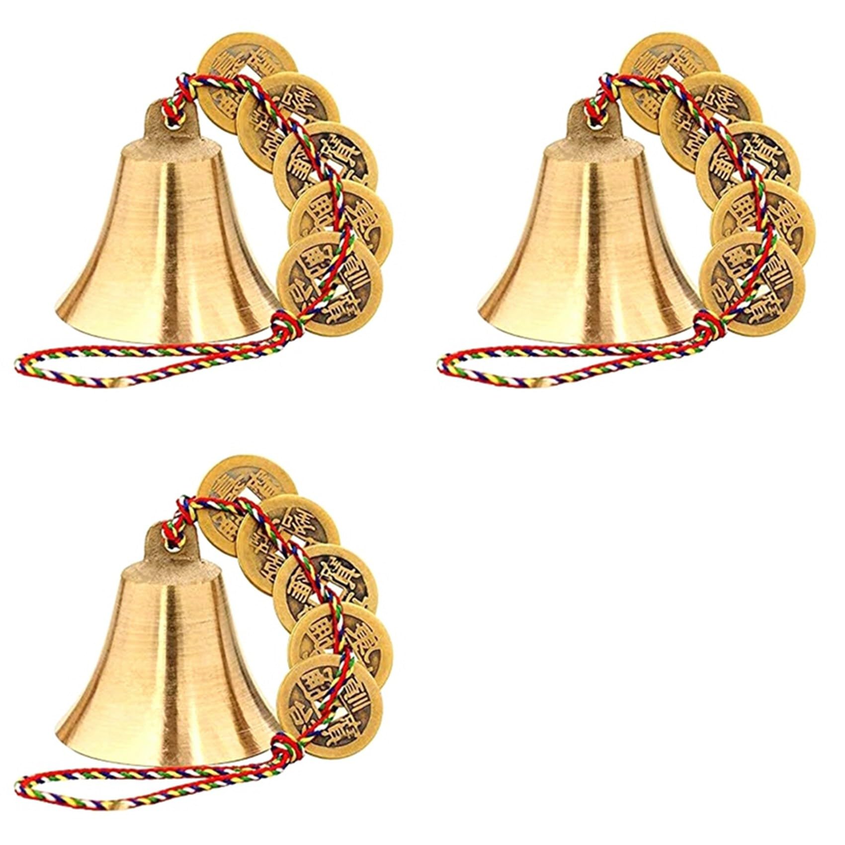 Vjsujehgy 3X Chinese Feng Shui Bell for Wealth and Safe, Peace and Success,Feng Shui Elements, Door Chime or Decor