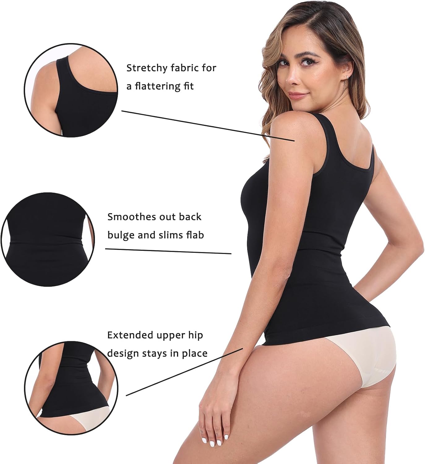 Women Shapewear Tank Tops Tummy Control Compression Tops seamless Body Shaper Camisole - Image 3