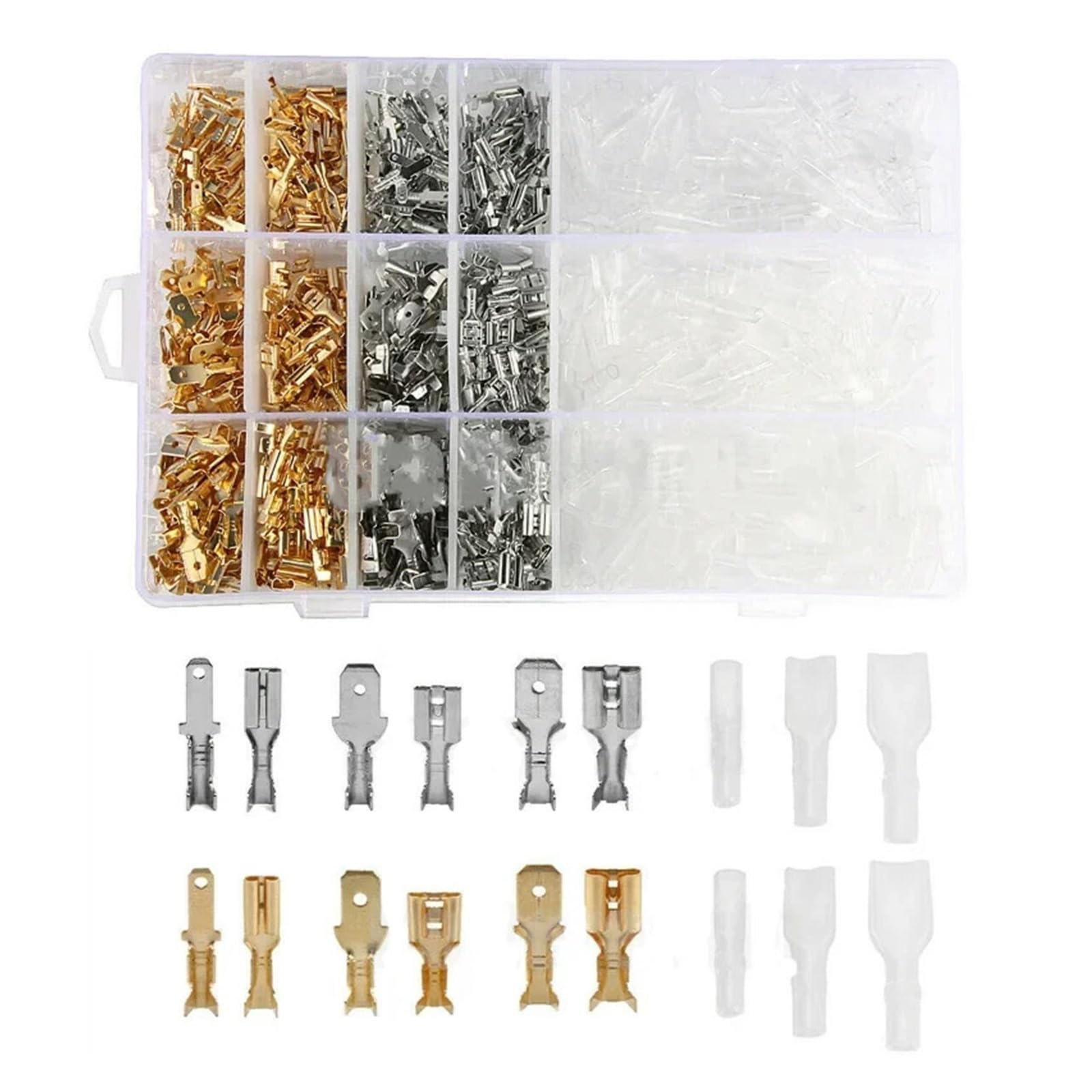 900pcs Flat Set Cable lugs Electrical Crimp Terminals connectors Assortment Flat Sleeves Wire Spade Connector