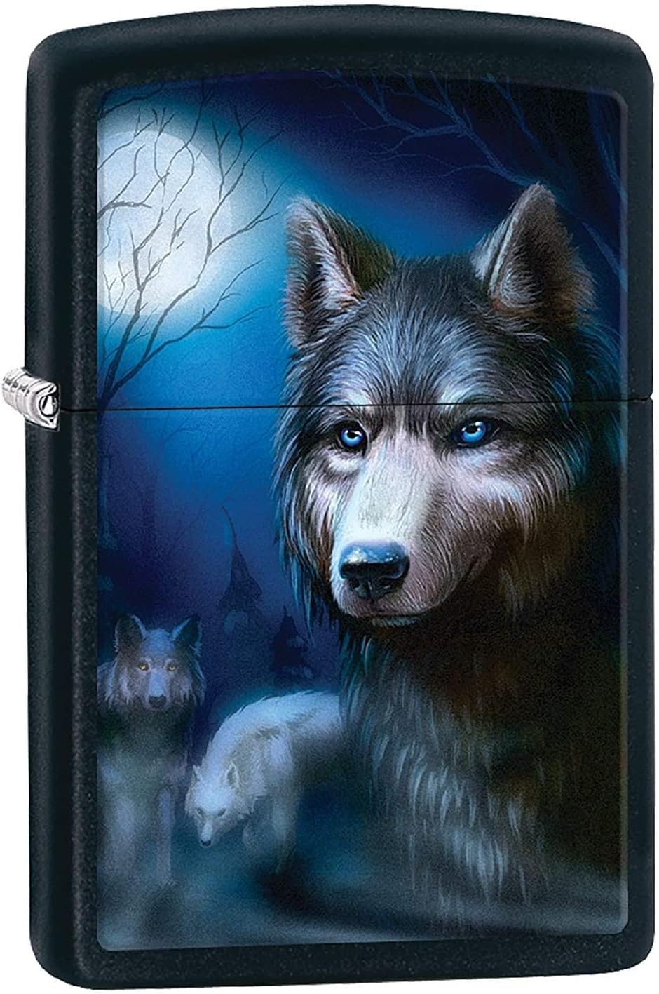 Zippo Lighter- Wolf and Moon Night Black Matte Windproof Lighter #Z432