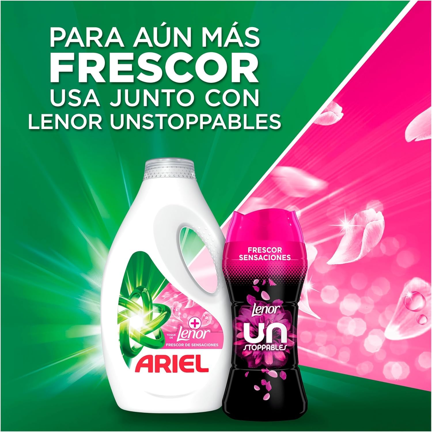 Ariel Detergente Lavadora Liquido, 120 Lavados, Jabon Frescor Sensaciones, Limpieza Mejorada en Ciclos Mas Frios con la Exclusiva Tecnologia de Limpieza en Frio