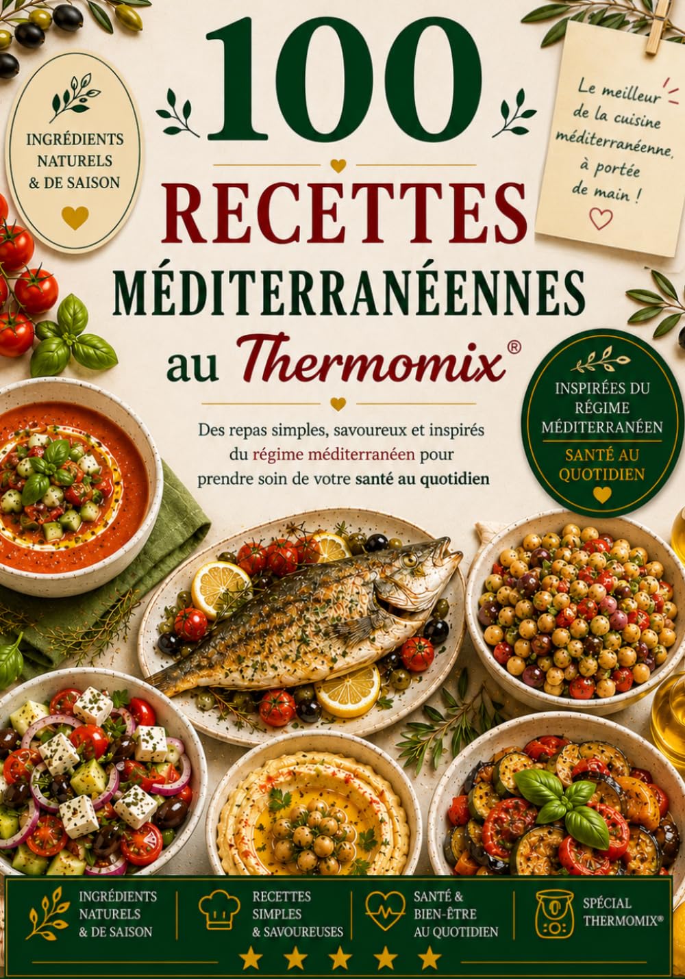 100 Recettes Méditerranéennes au Thermomix: 100 Recettes Méditerranéennes au Thermomix : Le livre de cuisine healthy pour cuisiner facilement des ... au quotidien (Les Essentiels Thermomix)