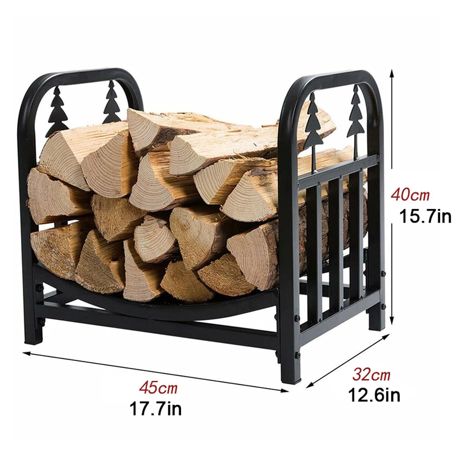 Brennholzregal Weihnachtsbaum Schwarzer Metall-Brennholzhalter Robustes Brennholzregal Für Drinnen Und Draußen Holzlagerung Stapelbares Kaminzubehör