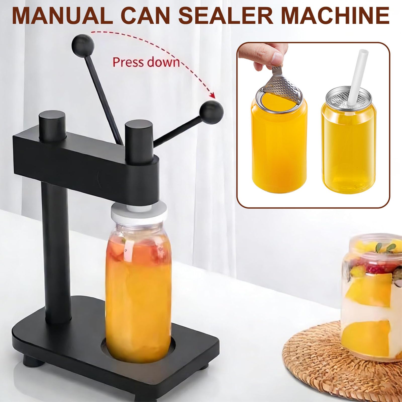 Scelleuse Manuelle pour Canettes, Outil de Sertissage Réglable pour Bouteilles et Bouchons de 330ml/500 ML, pour Bouchons de 55 mm Silver-200 x 330ml Bottles