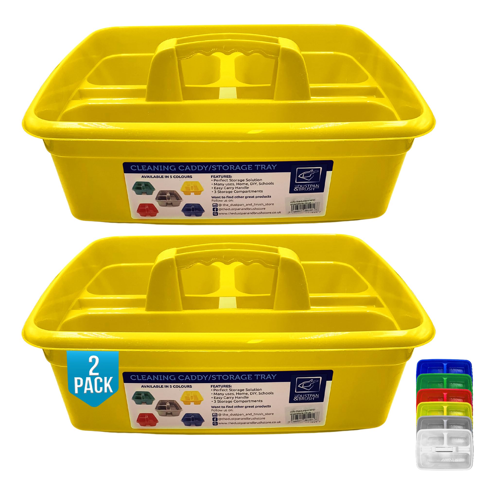 Cleaning Caddy Tray Box Housekeeping Cleaners Tote Tray Basket with Handle Carry Grips - Ideal Under Sink Kitchen Storage Caddy for Cleaning Products Cleaners Carrier Tool Organiser (Yellow 2 Pack)
