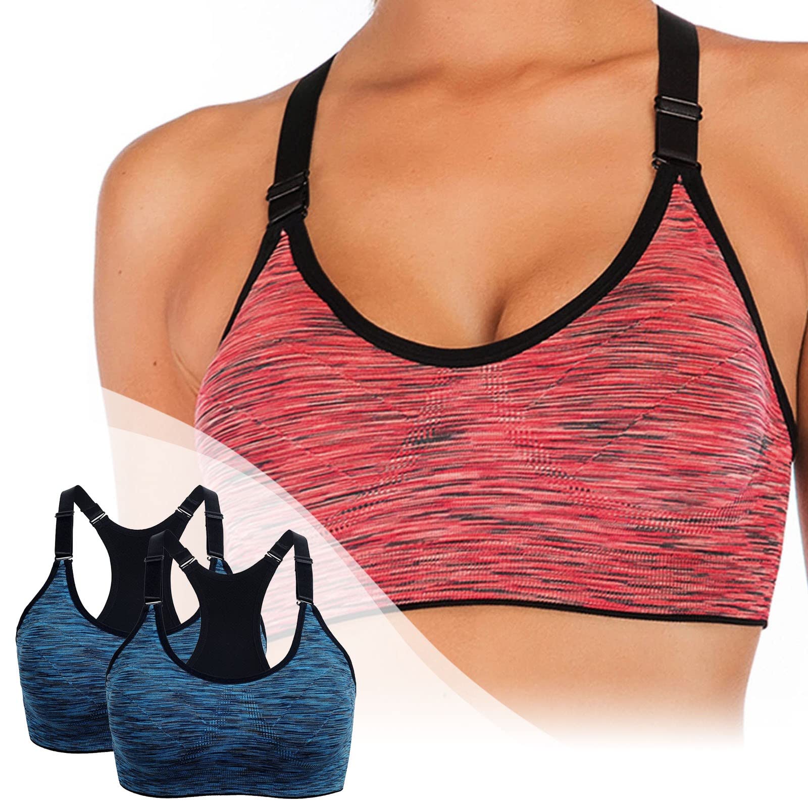 Reggiseno sportivo da donna, per yoga, corsa, senza cuciture, per palestra, fitness, confezione da 2, C, XL