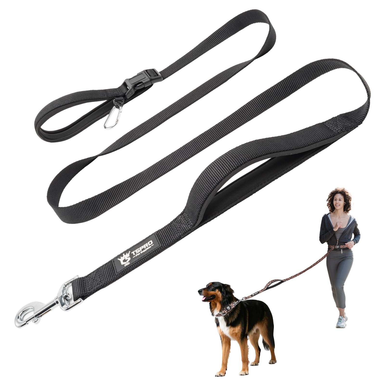 TSPRO 3-in-1 Heavy Duty Tactical Hands Free Dog Leash, Dual Padded Handles