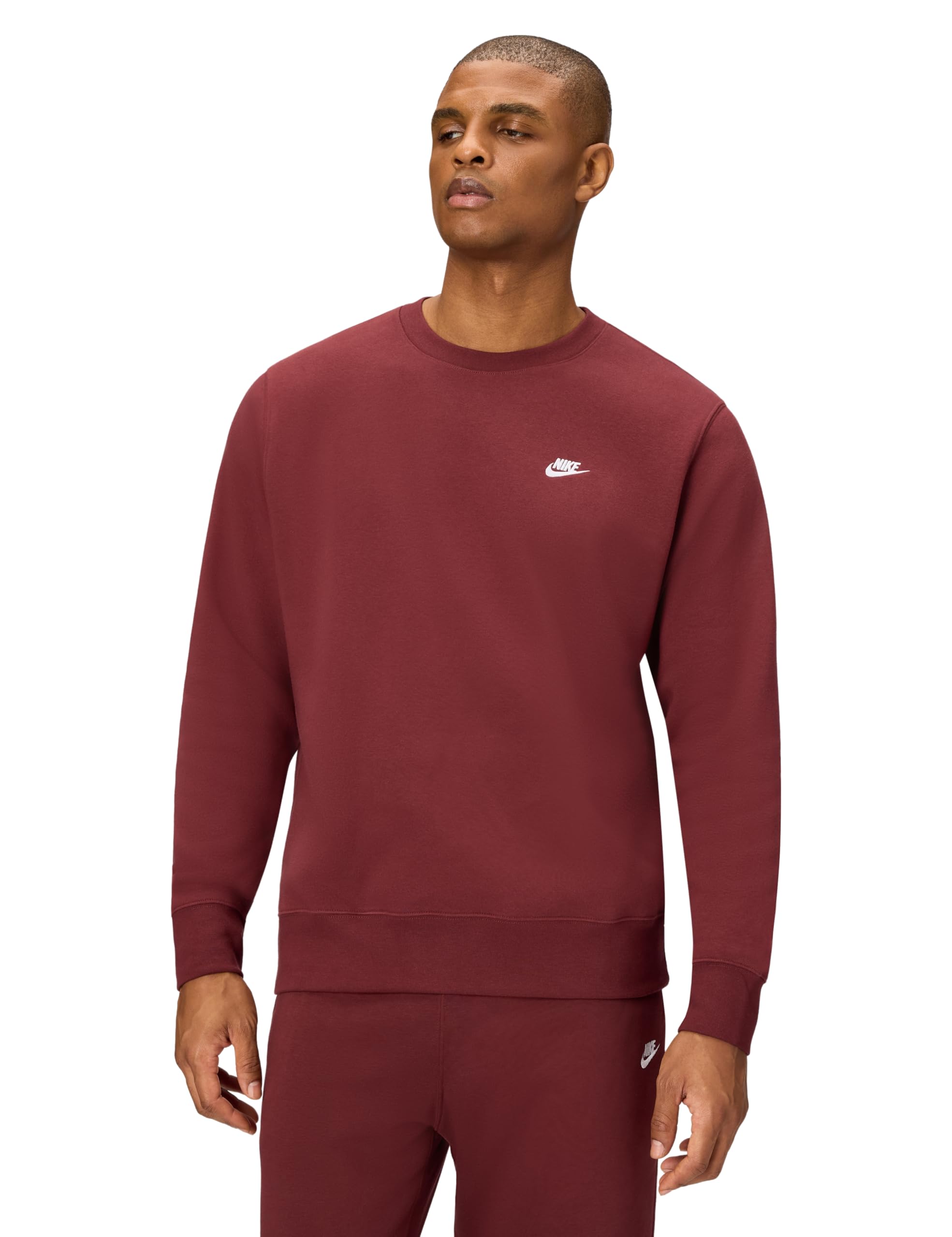 NIKE Felpa da Uomo Girocollo Club Fleece Bordeaux