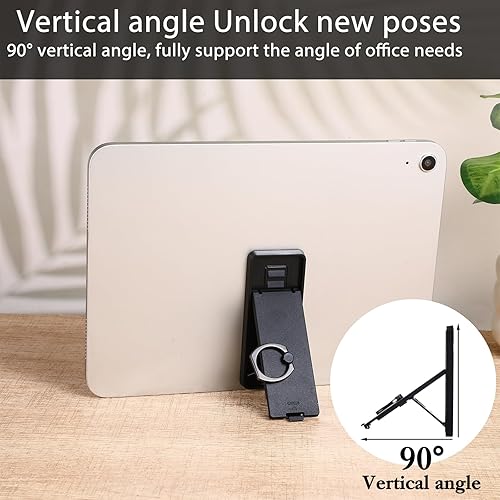 Miniatura 6 de Soporte universal para tableta, soporte de anillo ajustable, soporte de tableta negro, mango adhesivo, soporte de mano multiángulo, accesorio para