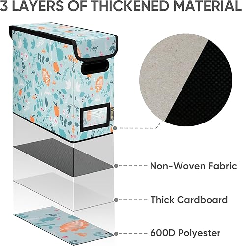 Miniatura 85 de BALEINE - Caja organizadora de archivos con tapa, organizador de carpetas plegable con riel de plástico, caja para carpetas colgantes para Gris