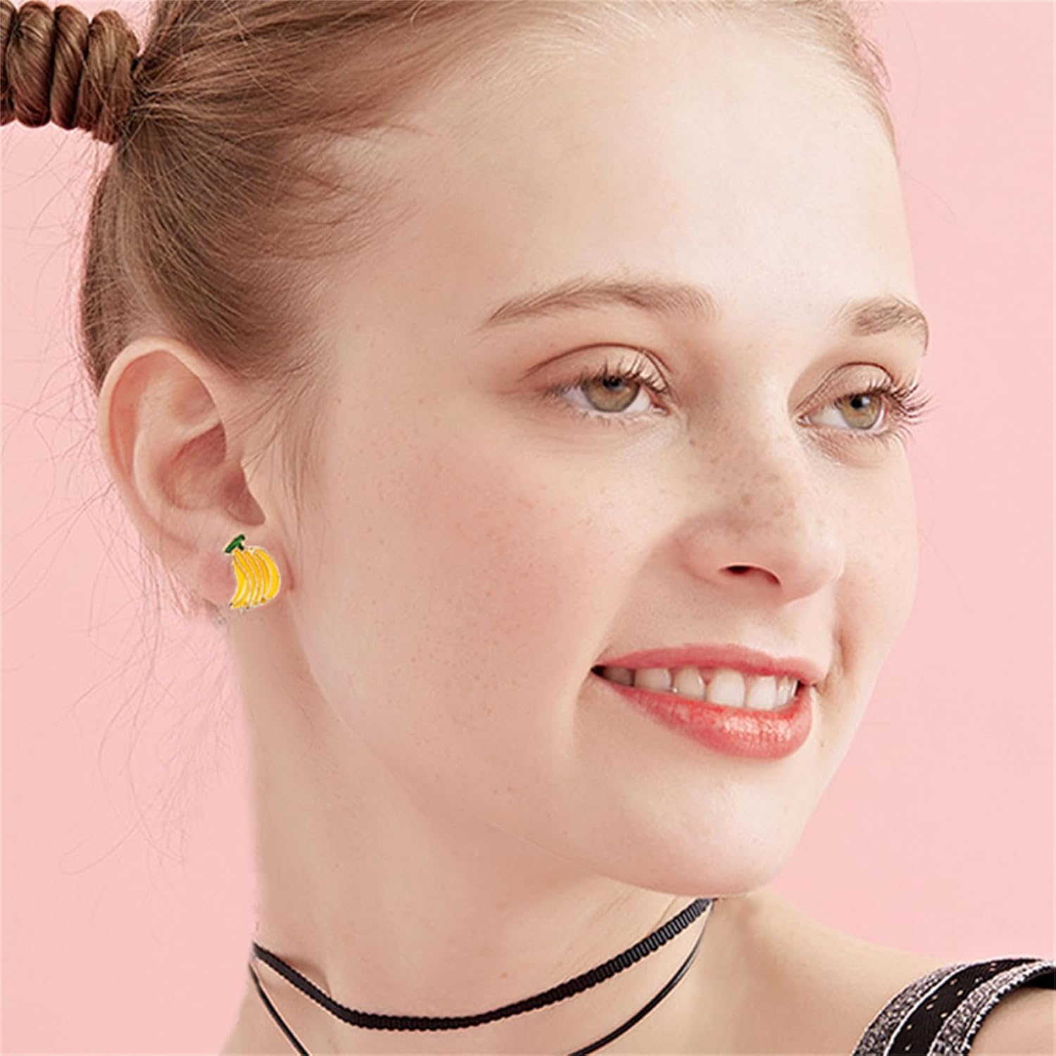 coadipress Banana Fruit Stud Earrings for Women Cute Funny Summer Fruit Tiny Banana Strawberry Watermelon Enamel Stud Earrings Fashion Tropical Fruits Jewelry - Image 2