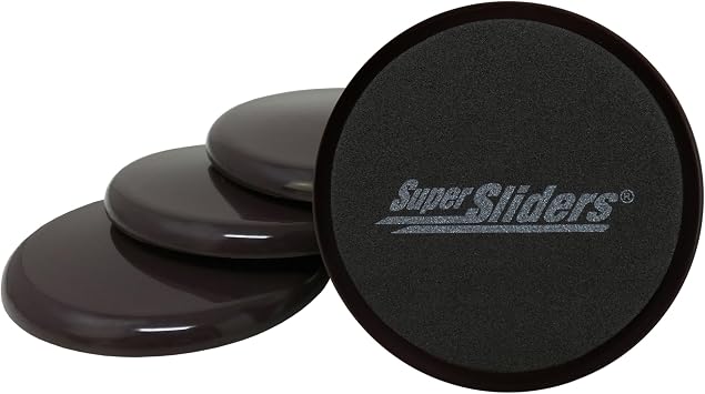 Super Sliders 3 1/2" Round Reusable Furniture Sliders for Carpet - Effortless Moving and Surface Protection, Brown 4 Pack