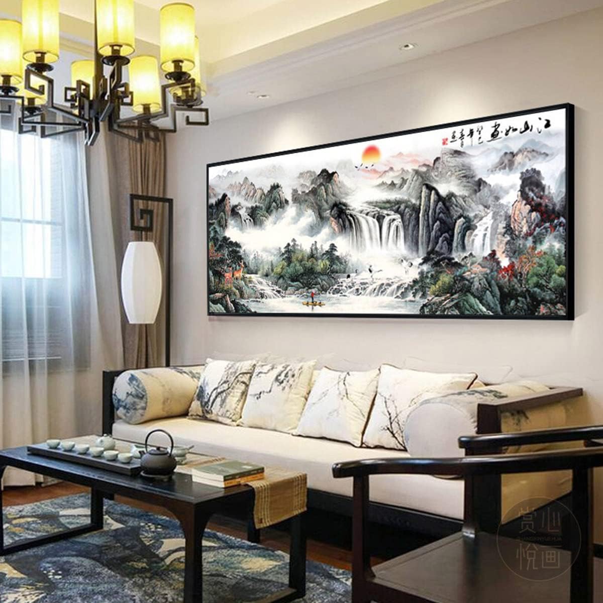 Instarry DIY 5D Diamond Painting Kits for Adults Full Drill Chinese Landscape Painting Mosaic Cross Stitch Modern Home Decor Art Kit 39.4x15.7 inch