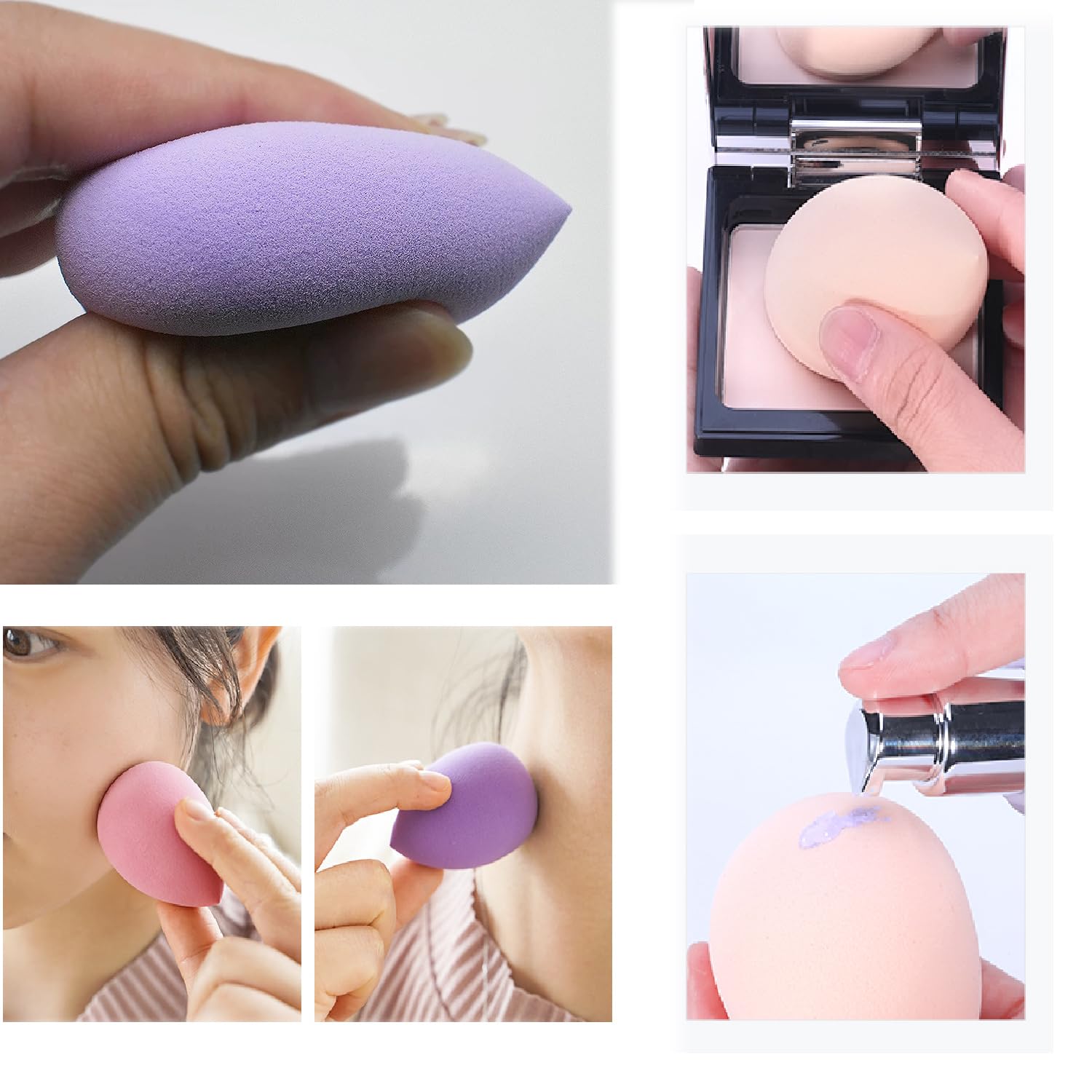 Tecerrity Makeup Blenders Sponges Set- 18Pcs Makeup Sponge Face Puffs Women Beauty Cosmetic Applicator for Powder Cream Liquid