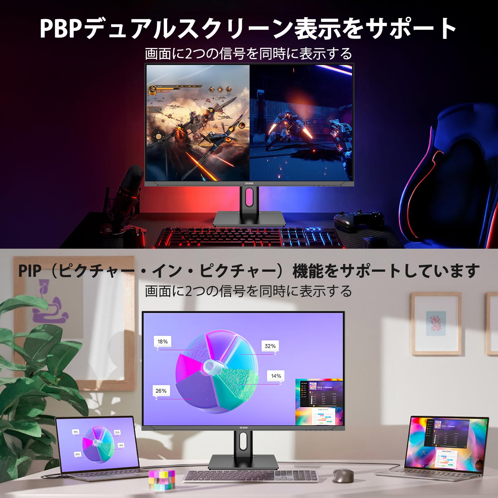 Amazon.co.jp: AESNO 27インチ ゲーミング モニター IPS 4K