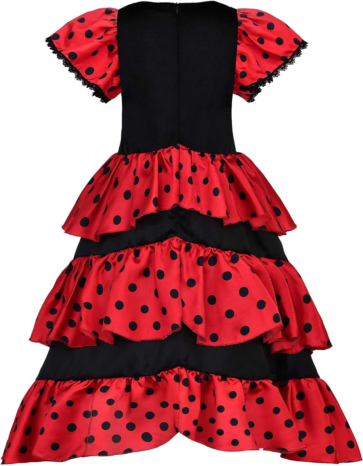 ReliBeauty Girls Flamenco Costume Spanish Dancer Skirt Kids Halloween Fancy Dress with Red Flower