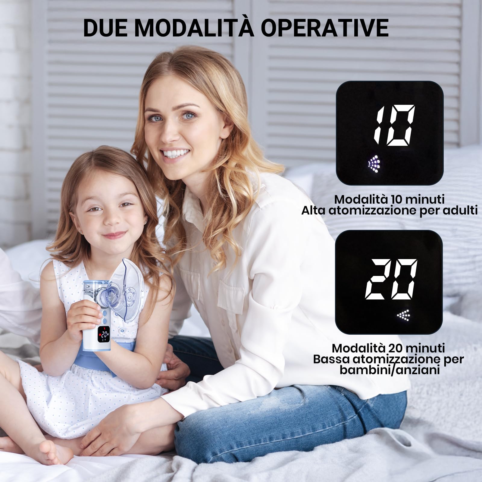 HITHINKMED Aerosol Portatile Silenzioso, Macchina Aerosol Ultrasuoni Adulti e Bambini, Ricaricabile E USB-C con Display Digitale e Funzione di Pulizia Automatica Inalatore (Blu)