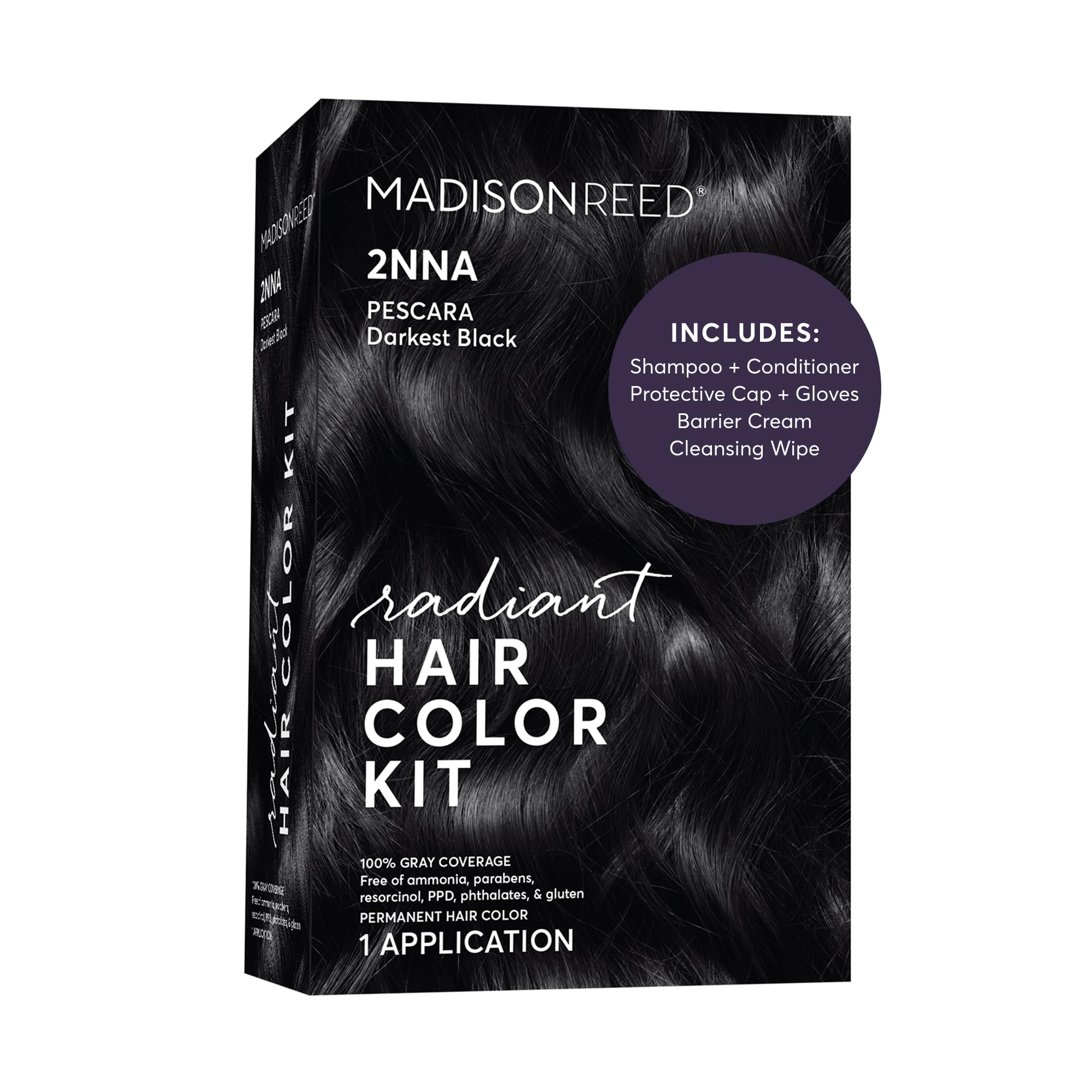 Madison Reed Radiant Hair Color Kit, 2NNA Darkest Cool Black, 1 Pack 2NNA - Darkest Cool Black with Ash Undertones (Pescara Black) 1 Pack