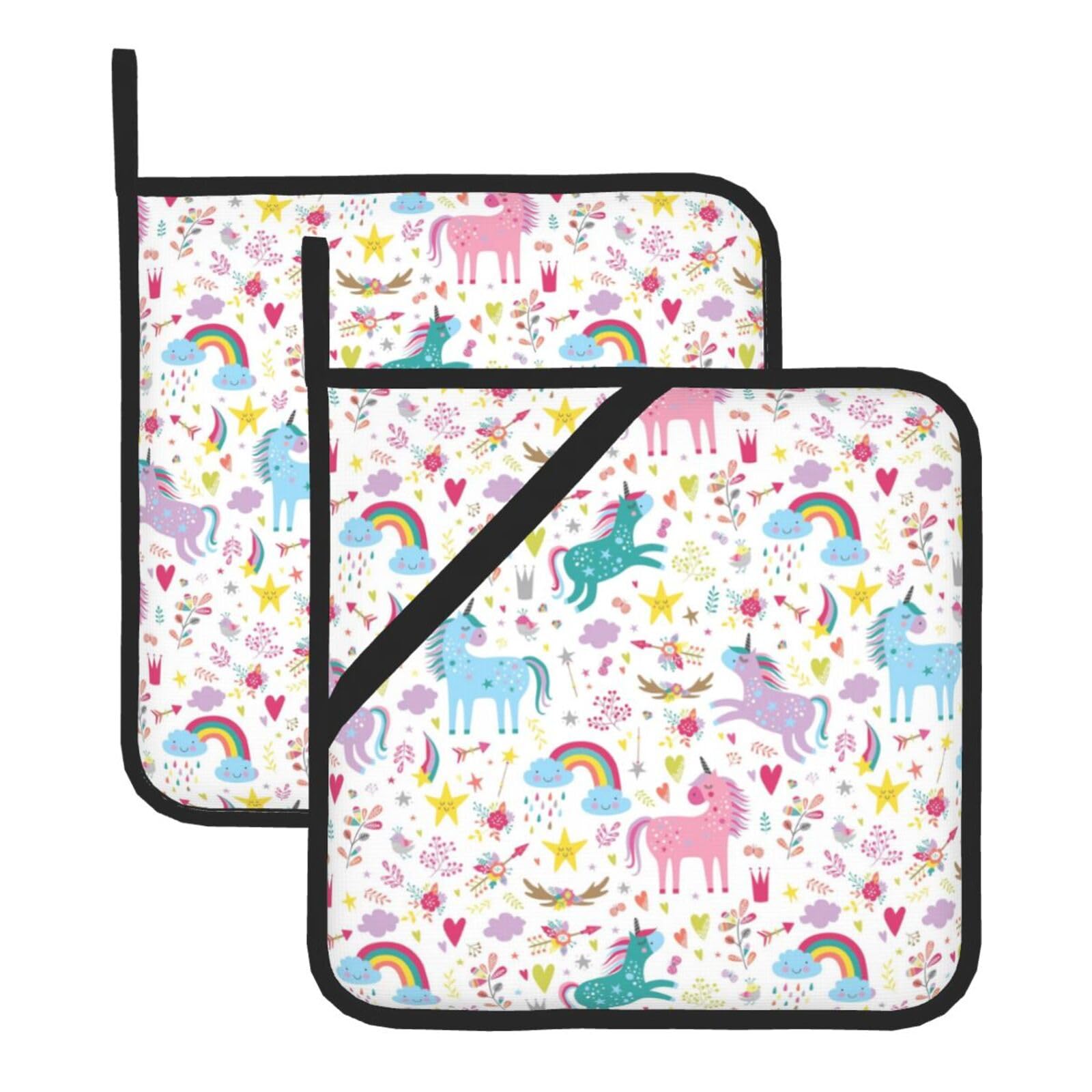 KFRXXZQB 2-Pack Square Pot Holders, Oven Mitts For Baking & Bbq