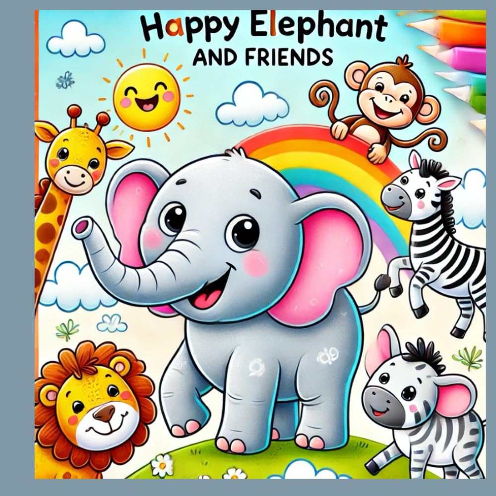 Happy Elephant and Friends Coloring Book: A Fun and Adorable Coloring Book for Kids