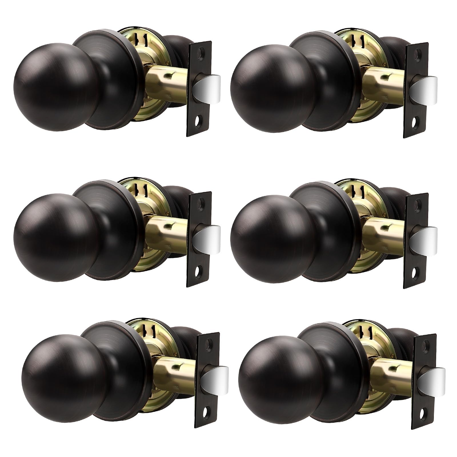 Black Interior Door Knobs - 10 Pack, Keyless Privacy -23