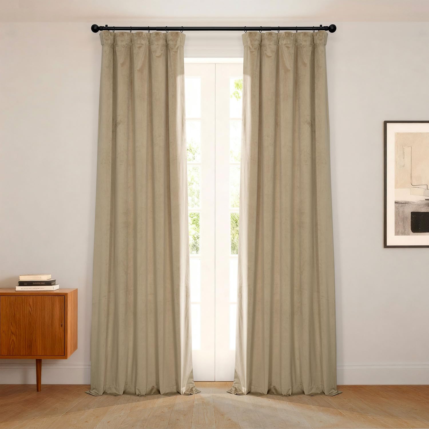 HPD Half Price Drapes Heritage Plush Velvet Curtains 108 Inches Long Room Darkening Curtains for Bedroom & Living Room 50W x 108L, (1 Panel), Museum Taupe