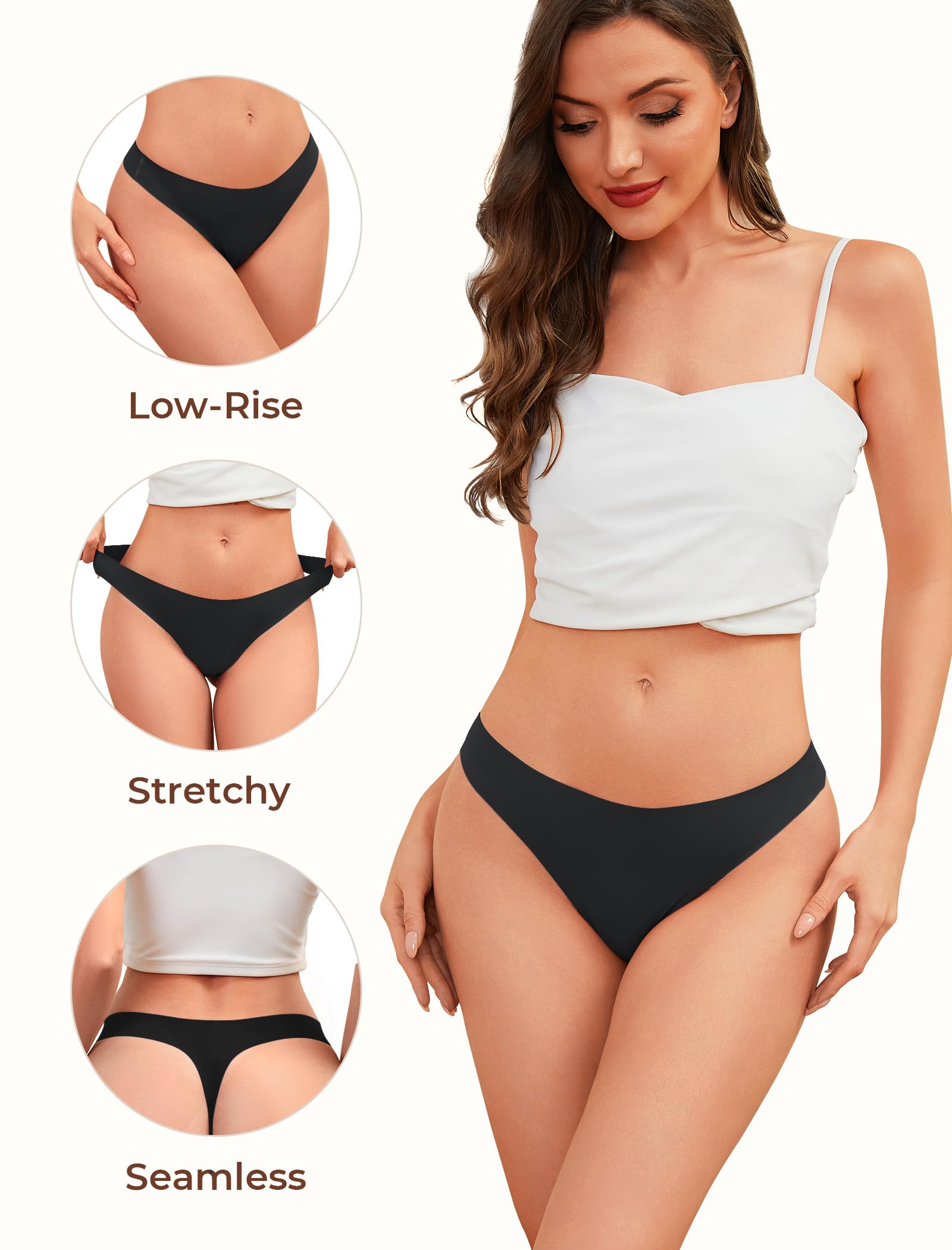 VOENXE Tangas Mujer Pack,Sin Costuras Bragas Mujer,Invisible Braguitas LenceríA BrasileñAs,Microfibra Ropa Interior,Women Underwear Seamless,Deportivos Thong CóModos Sexy Laser Panties,Paquete De 5