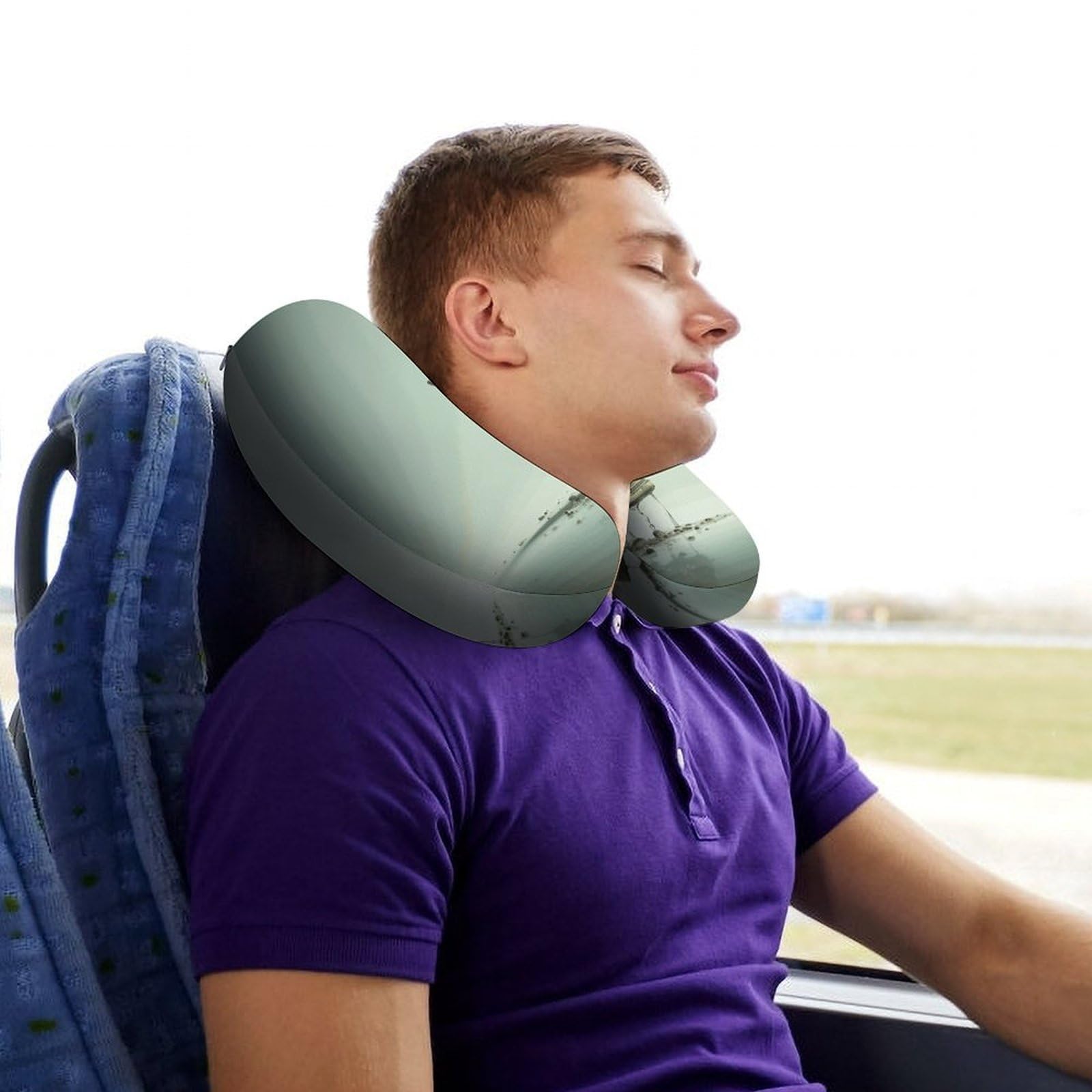 Almohada en forma de U de Shoes and Green Buds, núcleo de almohada de espuma viscoelástica, cojín, proporciona apoyo para el cuello, almohada de viaje, adecuada para aviones, coches, hogares