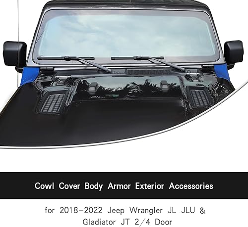 Miniatura 27 de JWWY Cubierta de capó para Jeep Wrangler y cubierta de capó para la esquina del motor lateral del motor, ajuste para 2018-2024+Jeep Wrangler JL JLU