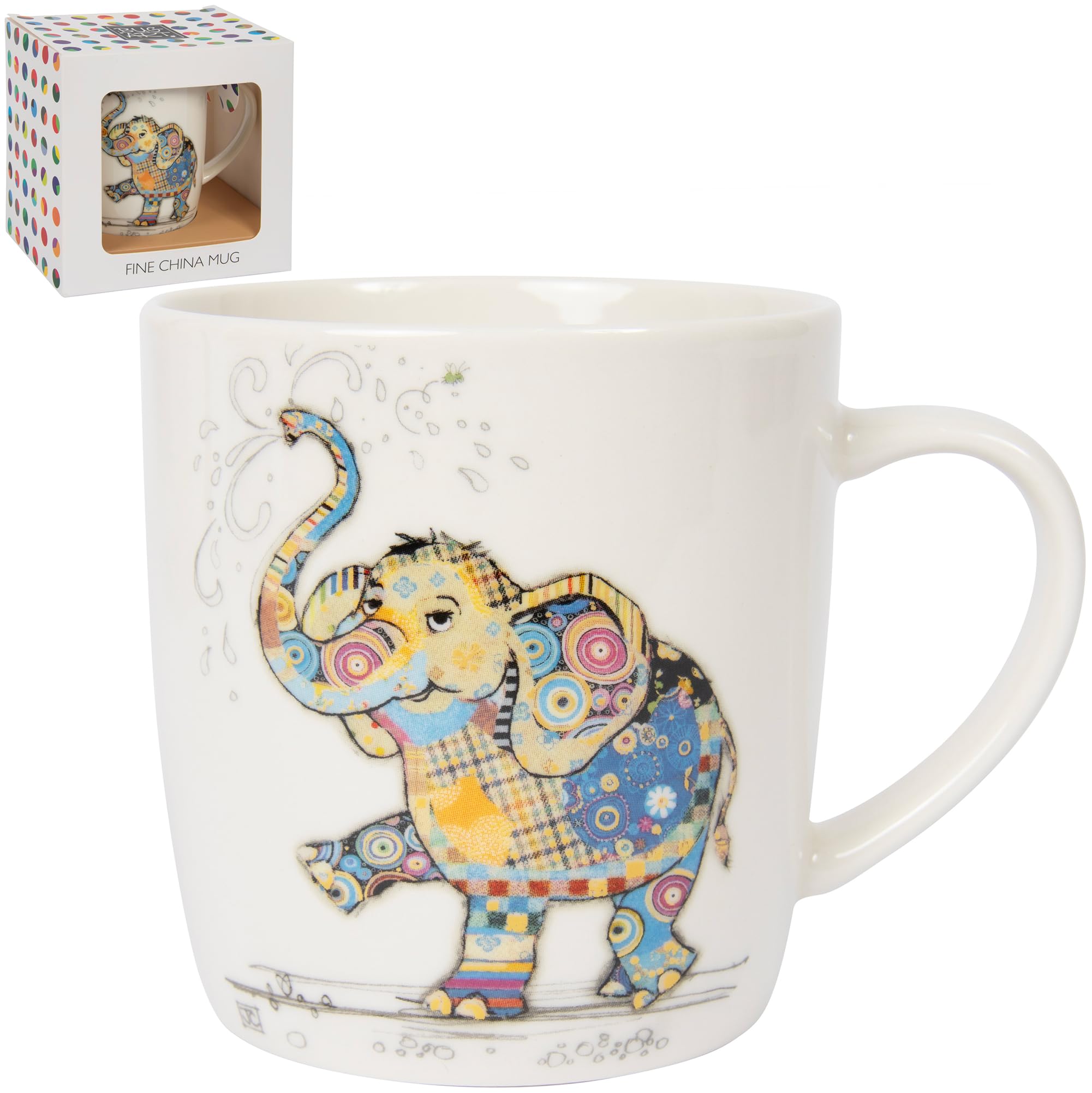 Lesser & Pavey British Designed Barrel Coffee Mug | Ceramic Mugs for Home or Work | Large Mugs for Hot Drinks | Eddie Elephant Tea and Coffee Cups - Bug Art