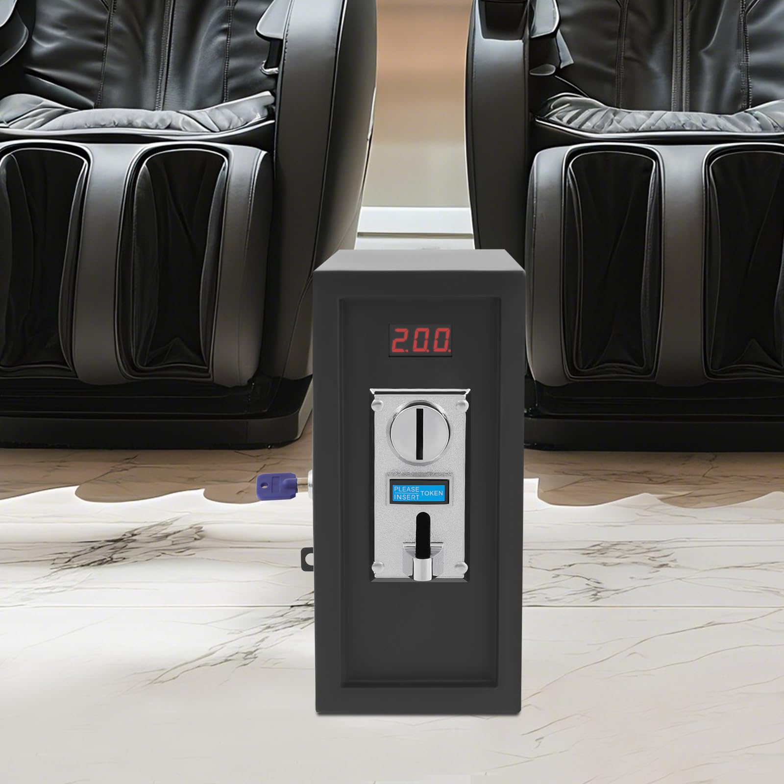 Münzautomat Zeitschaltuhr 220 V 1250 W, Timer Steuerbox mit LED Anzeige für Waschmaschine Massagesessel, Münzgerät 30 A für Spielautomaten, Metall Münzbox mit Zeitakkumulation