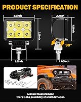 Vista 2 de Auxbeam - 2 unidades de luces LED de 3 pulgadas, luz de trabajo todoterreno de 60 W, luz de foco cuadrado, luz de conducción LED, luz de parachoques