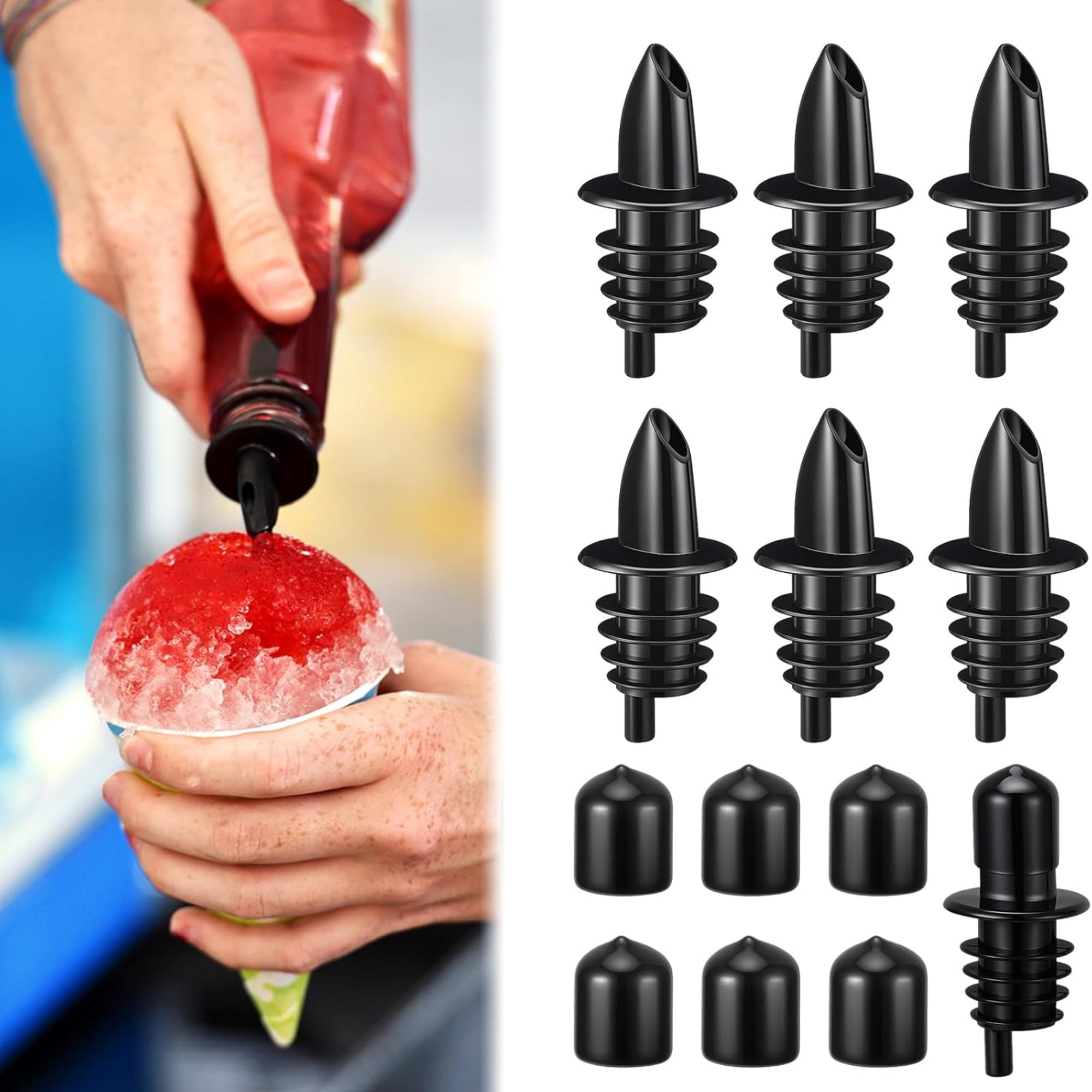 Honeydak 12 Pcs Bottle Pourers with Dust Caps, Syrup Liquor Pour Spouts