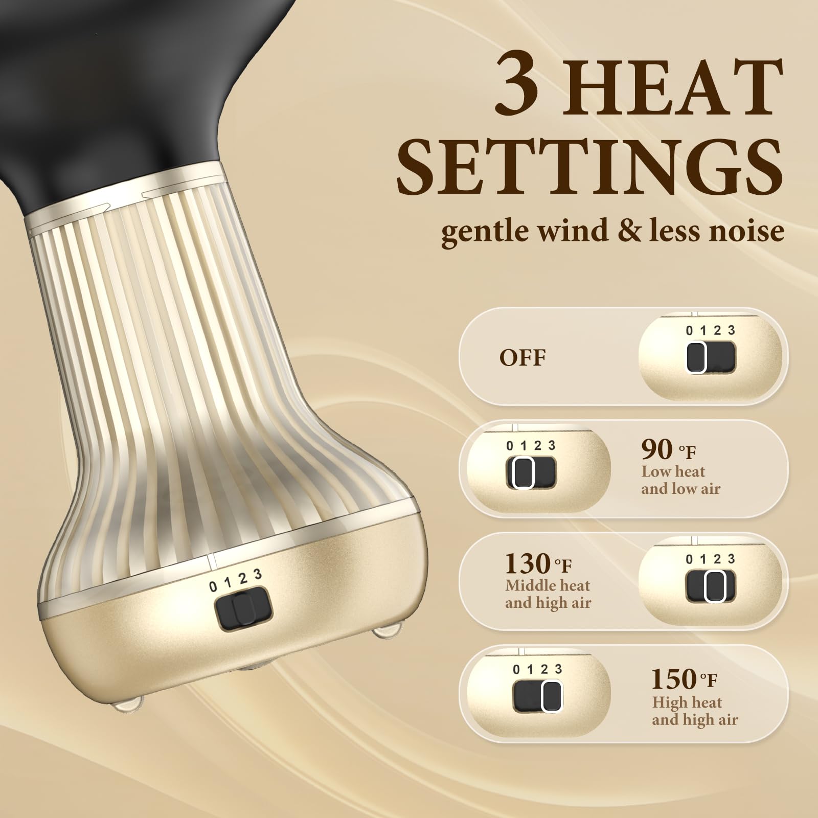 BAUTIA Diffuser Hair Dryer for Curly Hair, Lightweight Volumizing Dryer