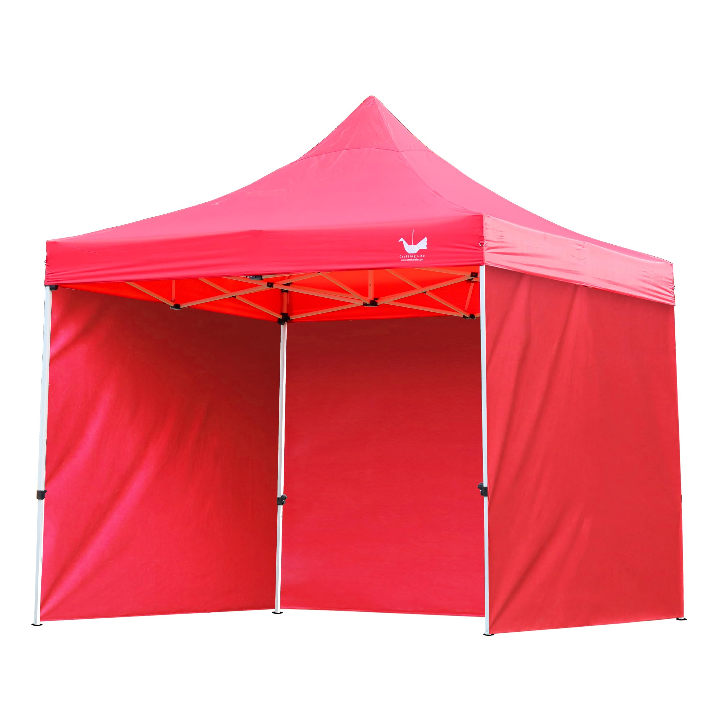 Malabar Trading Company Heavy Duty Canopy Tent with Side Wall | 3 Side Cover/Pop-up Tent for Garden and Promotional Activity | 10x10 FT | Easy Foldable & Portable (Red)